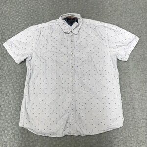 Michael Brandon Shirt Mens XL White Blue Slim Fit Short Sleeve Button Up Dot